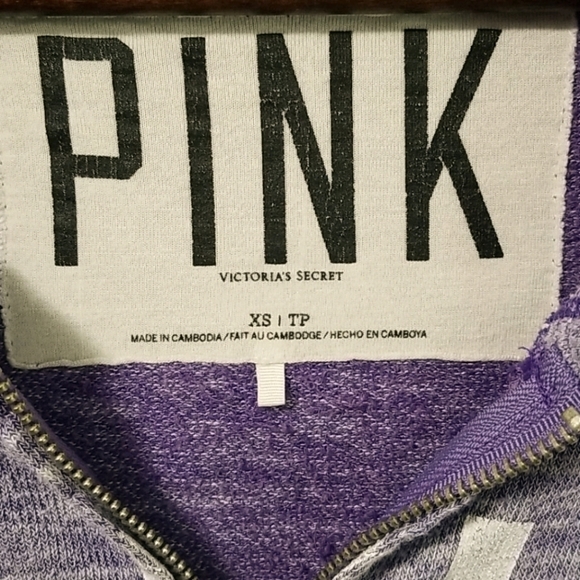 Victoria Secret PINK Women's Hoodie Size XS 1/4 Zip Pull Over Purple - Picture 2 of 4
